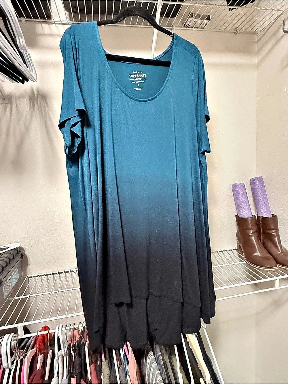 Soft Surroundings Maxi Color Block Dress in Blue & Black Like New